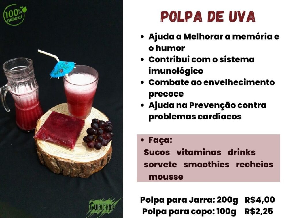 Suco natural de uva guirifruit